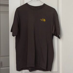 The North Face Dark Brown Tee with Yellow Logo